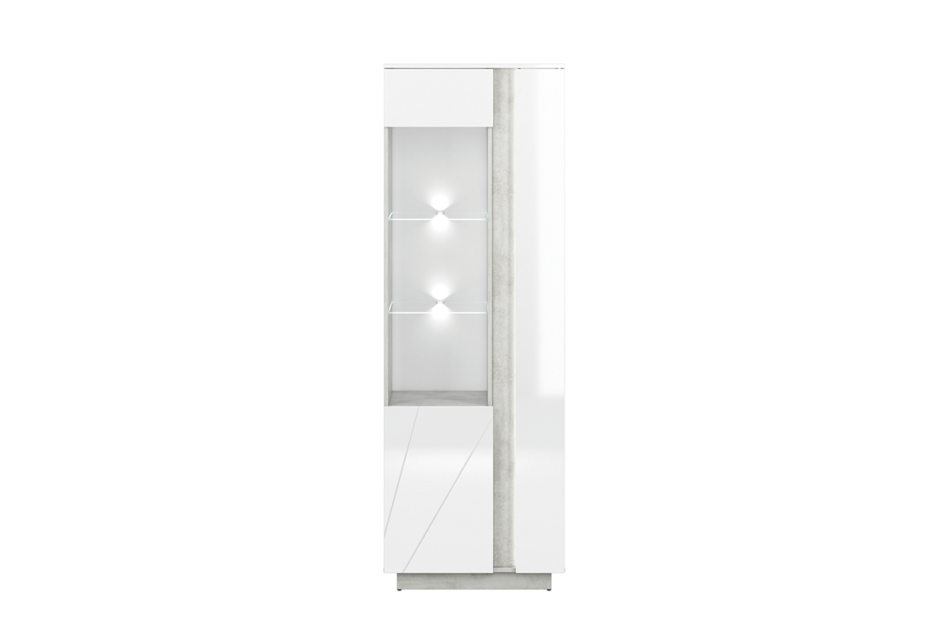 HOSTA Szklana witryna lewa biała z połyskiem glamour biały połysk - zdjęcie 0