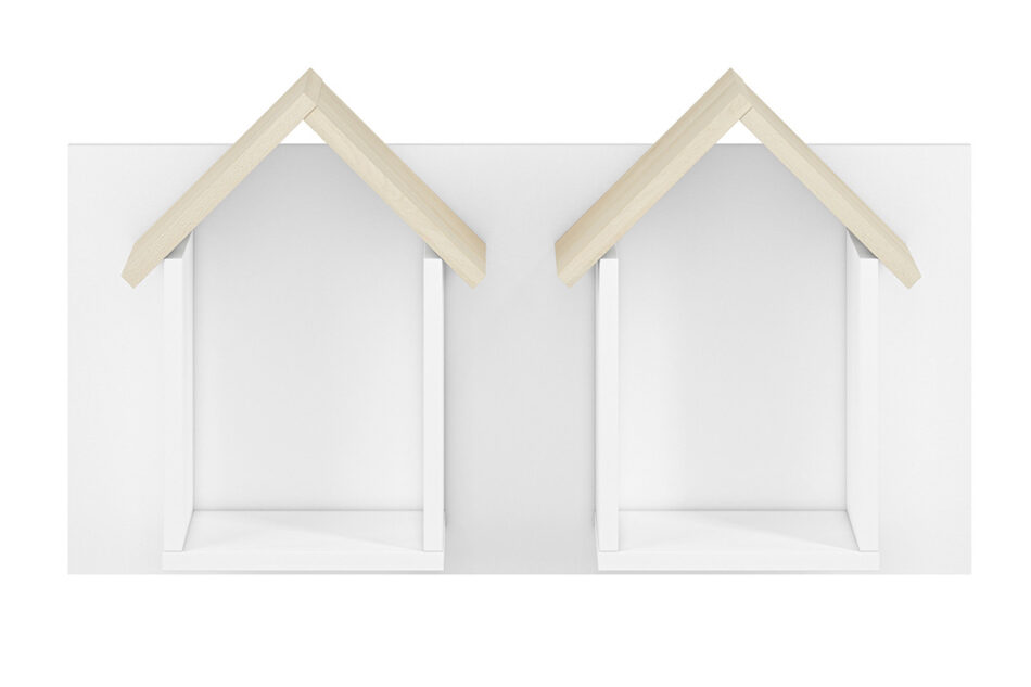 BUBO Podwójna półka dziecięca domek wisząca biała biały/drewno bukowe - zdjęcie 0