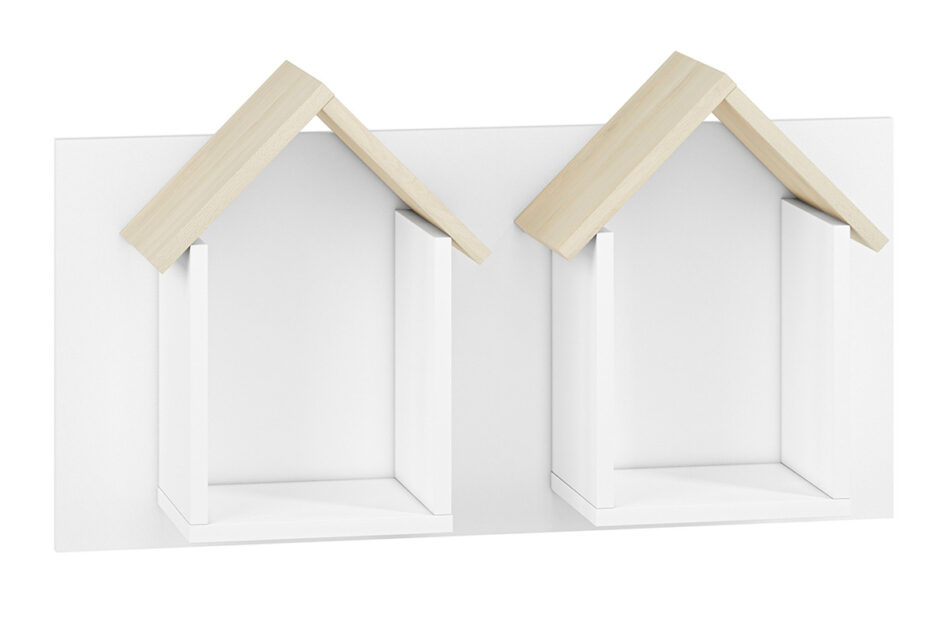 BUBO Podwójna półka dziecięca domek wisząca biała biały/drewno bukowe - zdjęcie 2