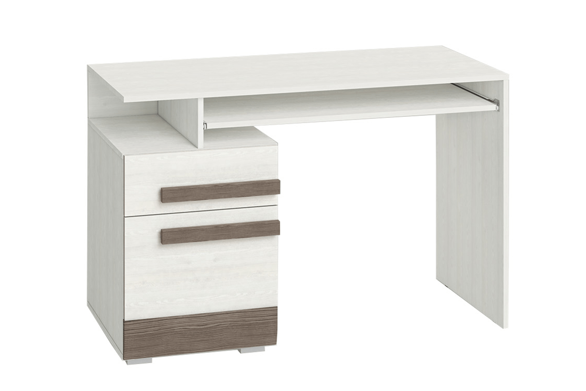 Proste biurko z półkami i szafką białe / brązowe