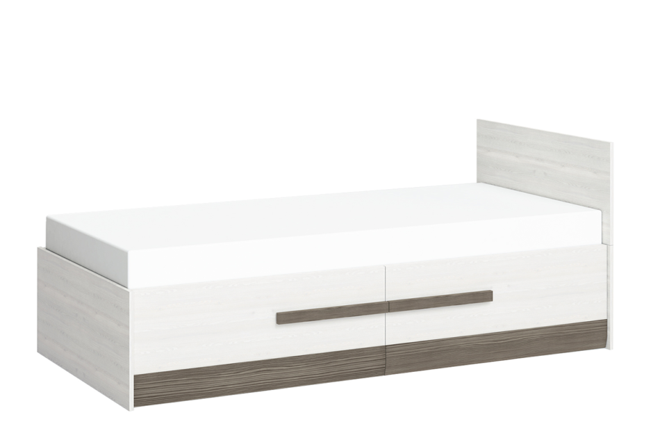 SARPA Pojedyncze proste łóżko ze stelażem 90 x 200 cm białe / brązowe biały/brązowy - zdjęcie 0