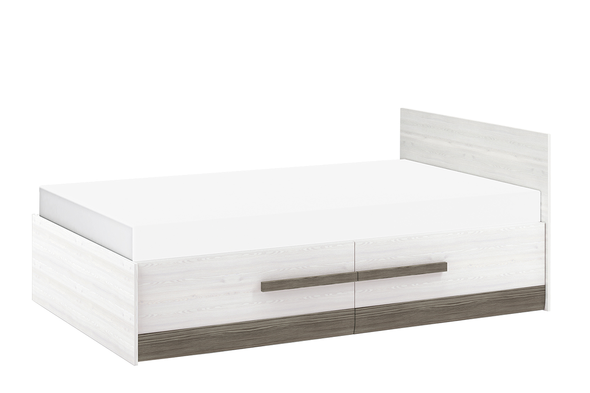Podwójne proste łóżko ze stelażem 120 x 200 cm białe / brązowe