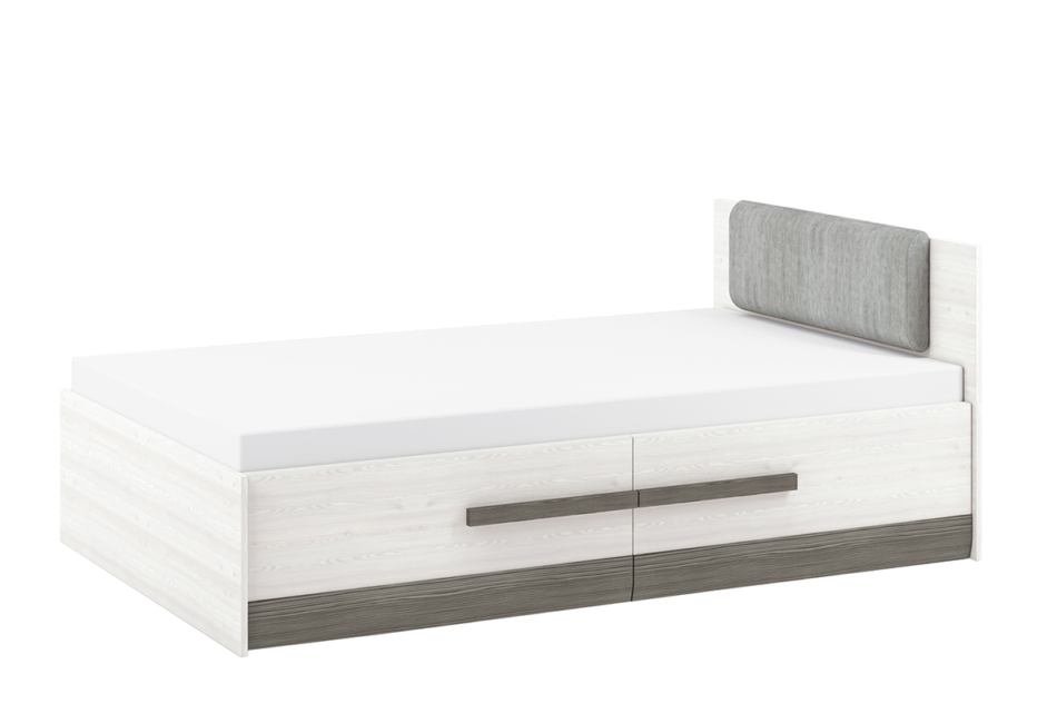 SARPA Podwójne proste łóżko ze stelażem 120 x 200 cm białe / brązowe biały/brązowy - zdjęcie 1