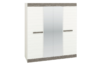 SARPA Prosta szafa czterodrzwiowa z lustrem do sypialni 180 cm biała / brązowa biały/brązowy - zdjęcie 1