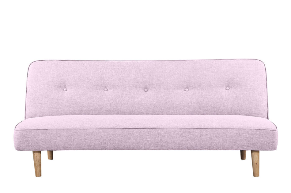 HORBI Sofa z guzikami rozkładana na drewnianych nóżkach różowa różowy - zdjęcie 0