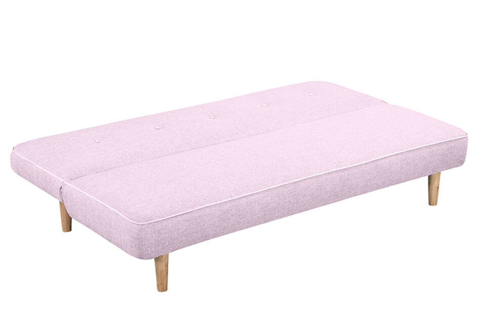 HORBI Sofa z guzikami rozkładana na drewnianych nóżkach różowa różowy - zdjęcie 2