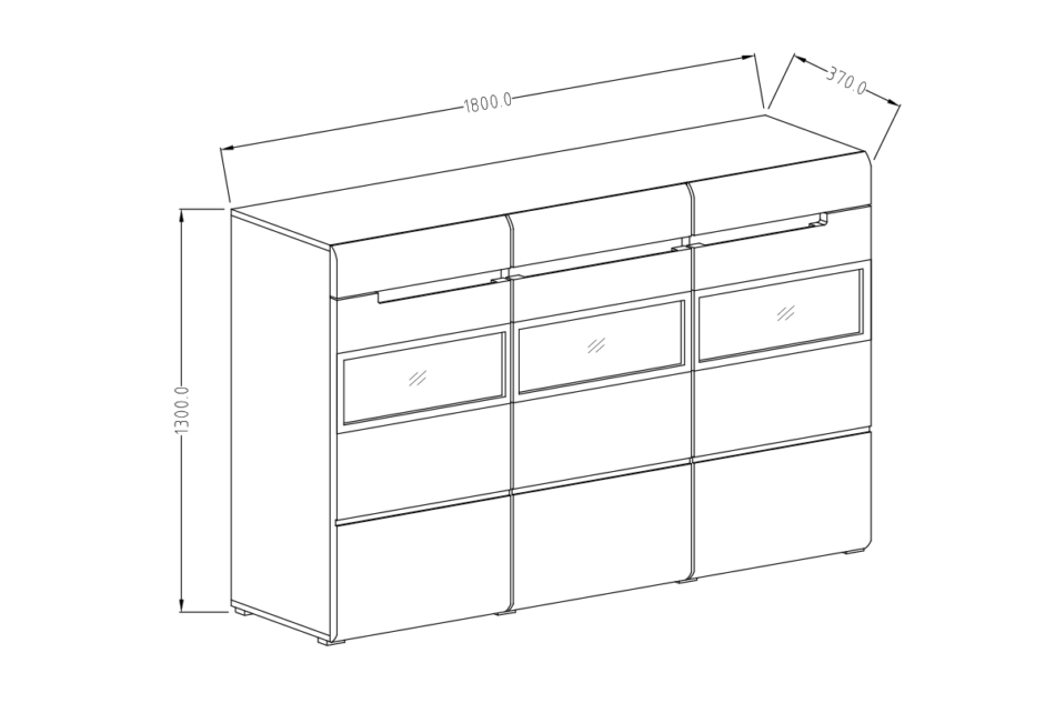 HEKTOR Duża nowoczesna komoda z witryną z półkami i szuflada biała biały połysk - zdjęcie 6