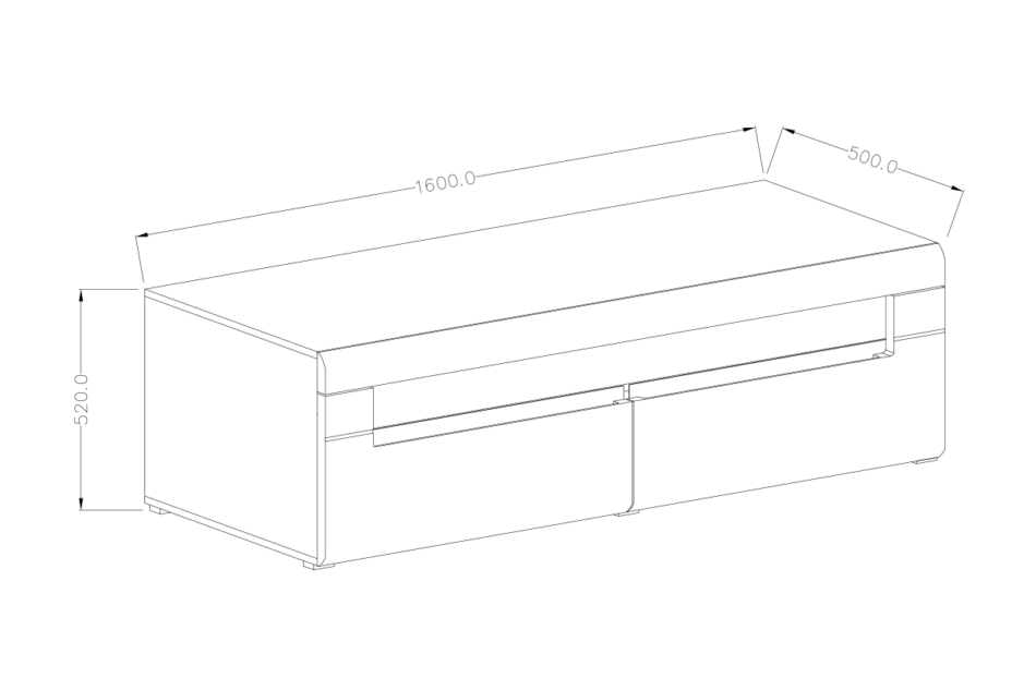 HEKTOR Nowoczesna szafka rtv 160 cm z szufladami biała biały połysk - zdjęcie 4