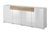 TOLEDO Nowoczesna pojemna komoda półki i szuflady biała  biały połysk/dąb san remo - zdjęcie 1