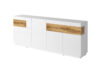 SILKE Duża komoda 220 cm z półkami modern biała / dąb biały połysk/dąb wotan - zdjęcie 1