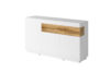 SILKE Komoda 150 cm z półkami modern biała / dąb biały połysk/dąb wotan - zdjęcie 1