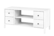 Sosnowa szafka rtv z szufladami 120 cm biała