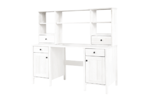 CUCULI, https://konsimo.pl/kolekcja/cuculi/ Sosnowe biurko z nadstawką 150 cm białe biały - zdjęcie