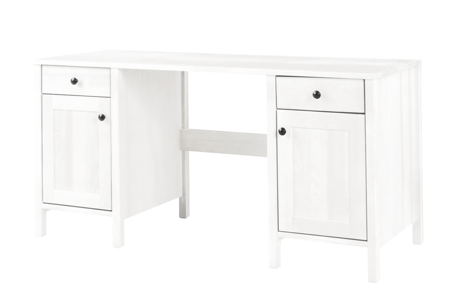 CUCULI Sosnowe duże biurko 150 cm z półkami i szufladami białe biały - zdjęcie 0