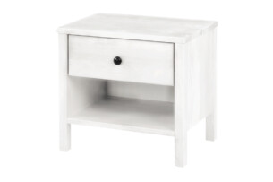 CUCULI, https://konsimo.pl/kolekcja/cuculi/ Sosnowy stolik nocny z szufladą biały biały - zdjęcie