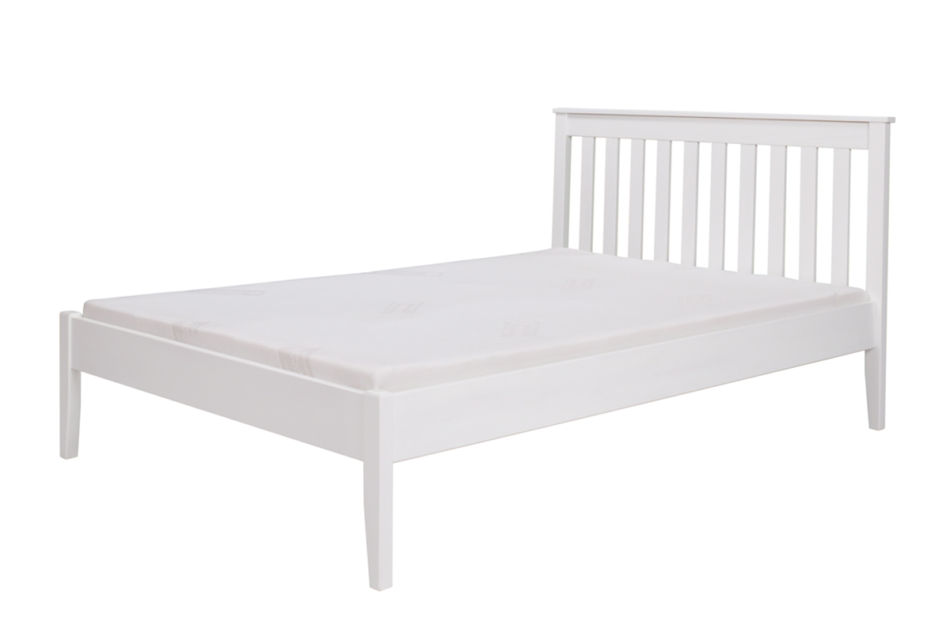 LUINO Drewniana rama łóżka pojedyncza 90 x 200 biała biały - zdjęcie