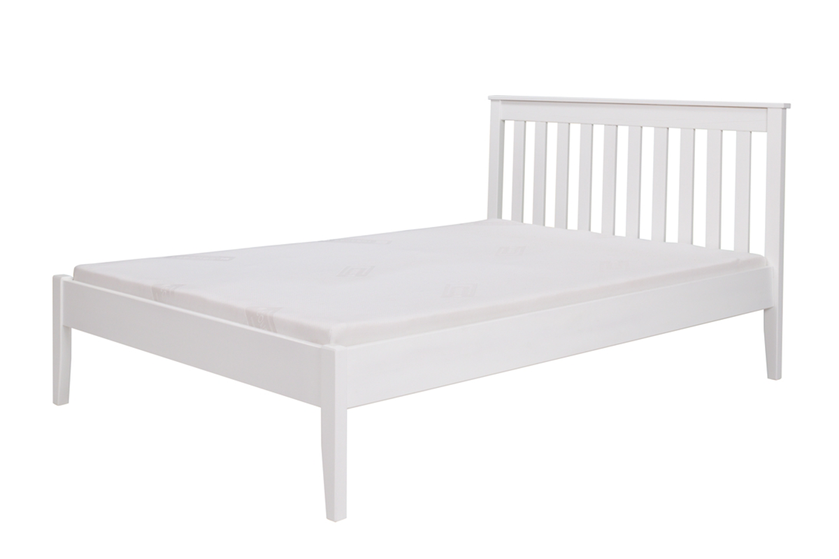 Drewniana rama łóżka podwójna 140 x 200 biała