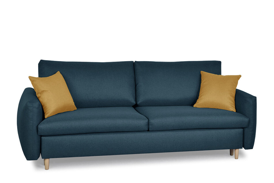 TUBI Rozkładana sofa 3 osobowa z dodatkowymi żółtymi poduszkami granatowa granatowy/żółty - zdjęcie 1