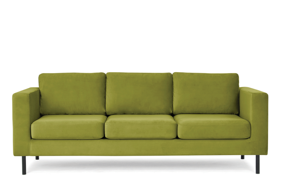 TOZZI Welurowa sofa 3 osobowa na metalowych nóżkach oliwkowa oliwkowy - zdjęcie 0