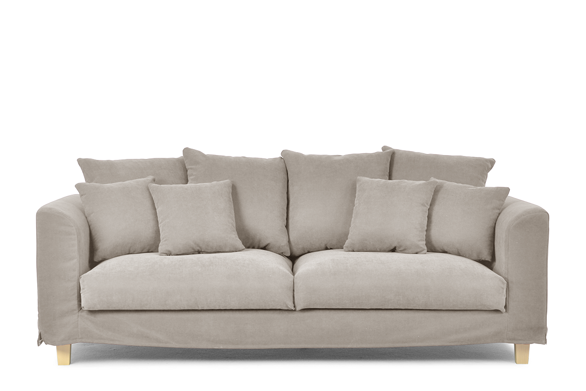 Sofa 3 osobowa z dodatkowymi poduszkami beżowa