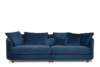 JUNI Duża sofa welurowa na drewnianych nóżkach granatowa granatowy - zdjęcie 1