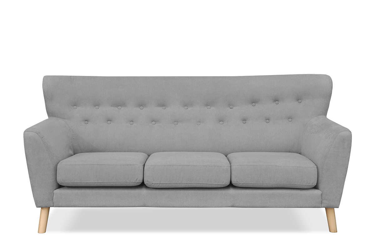 Skandynawska sofa na nóżkach 3 osobowa szara