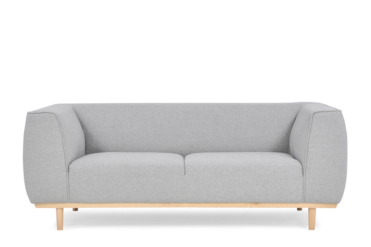 Skandynawska sofa z niskim oparciem jasnoszara