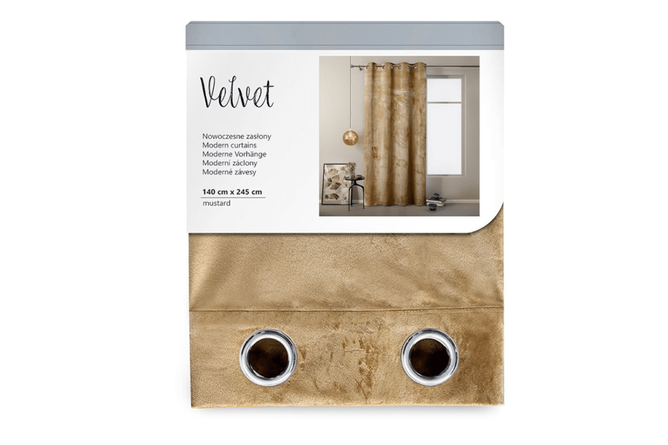 VELVET Zasłona na przelotkach żółty - zdjęcie 2