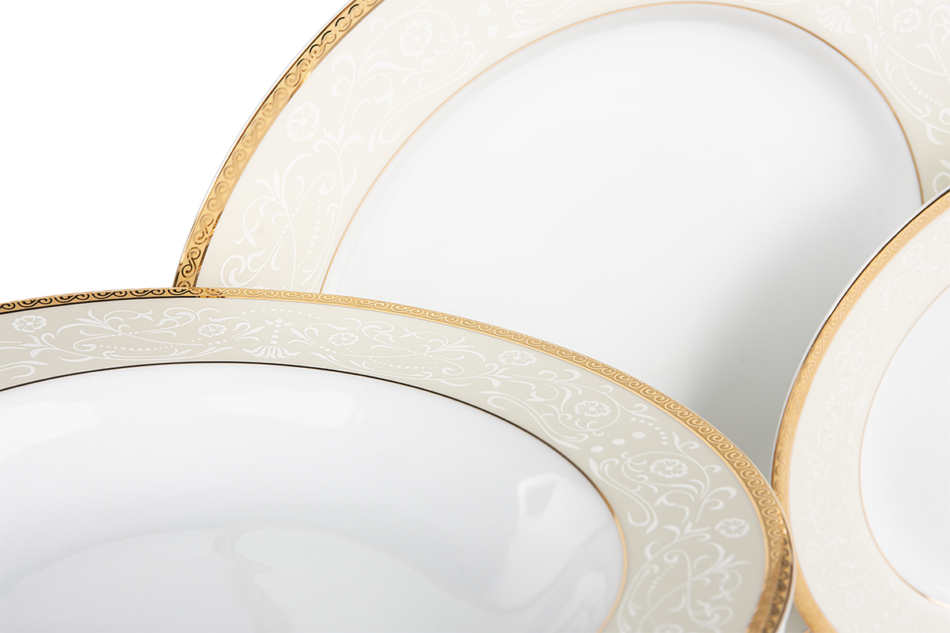 AGAWA GOLD Serwis obiadowy polska porcelana 18 elementów biały / złoty wzór dla 6 os. Gold - zdjęcie 3