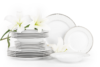 AGAWA PLATIN Serwis obiadowy polska porcelana 18 elementów biały / platynowy wzór dla 6 os. Platin - zdjęcie 1
