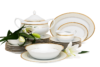 AGAWA GOLD Serwis obiadowy polska porcelana 25 elementów biały / złoty wzór dla 6 os. Gold - zdjęcie 3