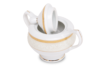 AGAWA GOLD Serwis herbaciany polska porcelana 15 elementów biały / złoty wzór dla 6 os. Gold - zdjęcie 4