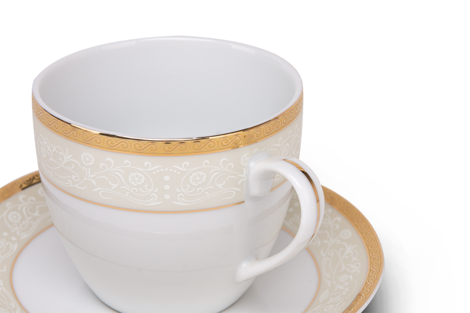 AGAWA GOLD Serwis herbaciany polska porcelana 15 elementów biały / złoty wzór dla 6 os. Gold - zdjęcie 12