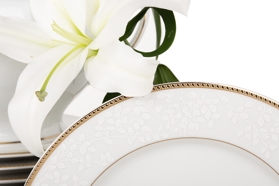 NEW HOLLIS GOLD Serwis obiadowy polska porcelana 6 os. 18 elementów biały /złoty wzór Gold - zdjęcie 2