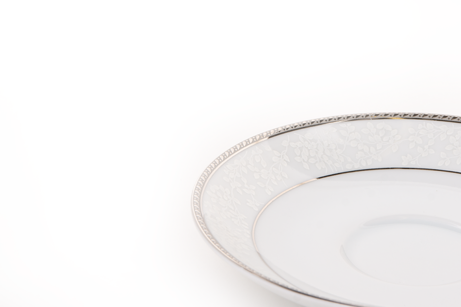 NEW HOLLIS PLATIN Serwis herbaciany polska porcelana 6 os. 18 elementów biały / platynowy wzór Platin - zdjęcie 7