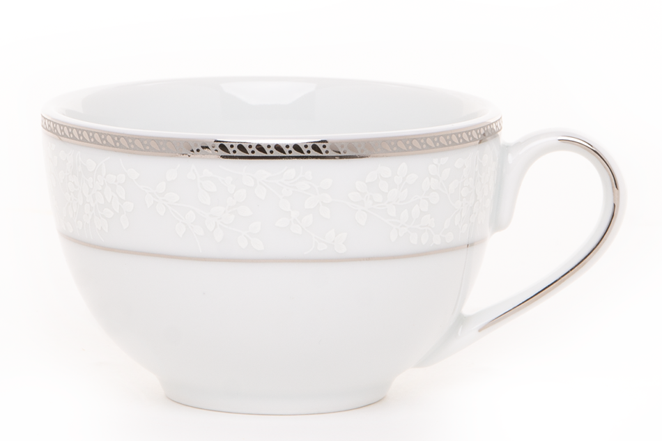 NEW HOLLIS PLATIN Serwis herbaciany polska porcelana 6 os. 18 elementów biały / platynowy wzór Platin - zdjęcie 6