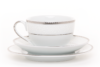 NEW HOLLIS PLATIN Serwis herbaciany polska porcelana 6 os. 18 elementów biały / platynowy wzór Platin - zdjęcie 9