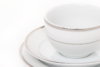 NEW HOLLIS PLATIN Serwis herbaciany polska porcelana 6 os. 18 elementów biały / platynowy wzór Platin - zdjęcie 10