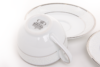 NEW HOLLIS PLATIN Serwis herbaciany polska porcelana 6 os. 18 elementów biały / platynowy wzór Platin - zdjęcie 11