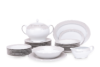 SCANIA Serwis obiadowy polska porcelana 24 elementy biały / platynowy wzór dla 6 os. Platin - zdjęcie 1