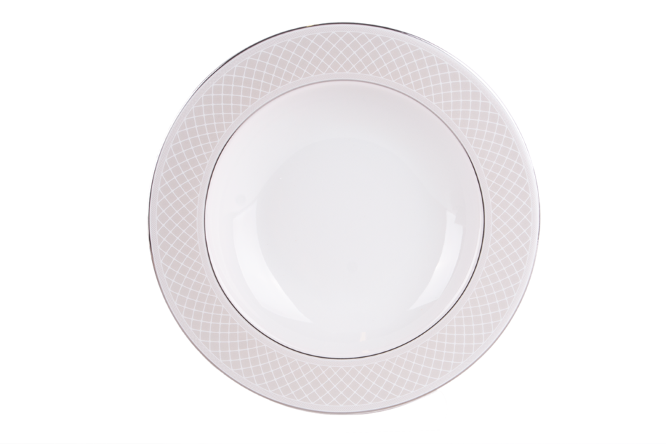 SCANIA Serwis obiadowy polska porcelana 24 elementy biały / platynowy wzór dla 6 os. Platin - zdjęcie 9