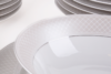 SCANIA Serwis obiadowy polska porcelana 24 elementy biały / platynowy wzór dla 6 os. Platin - zdjęcie 11