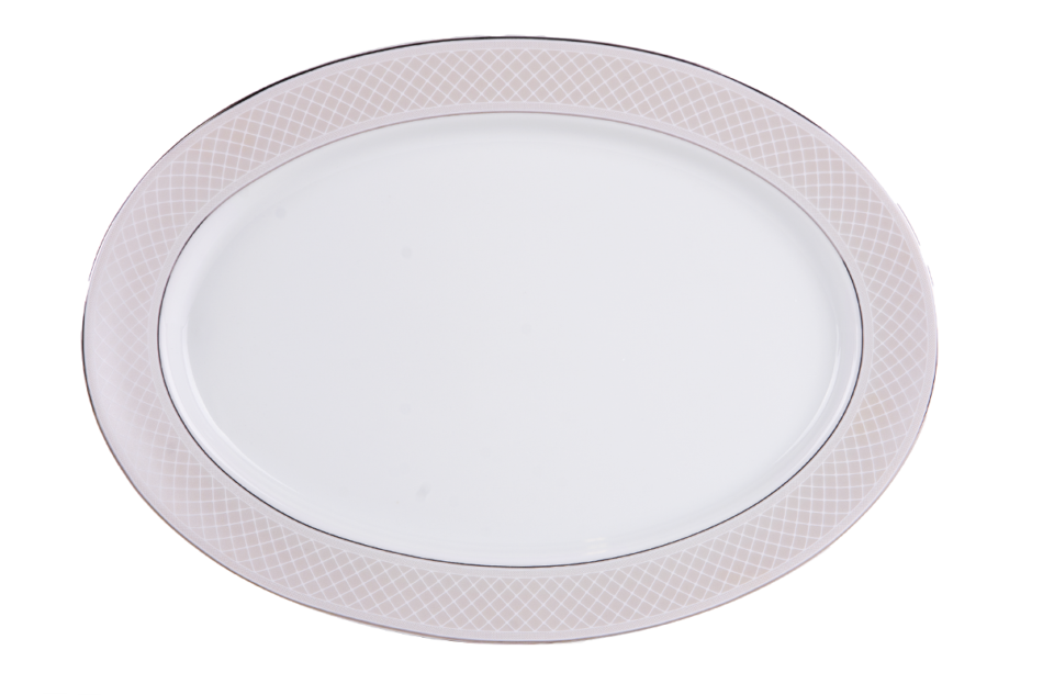 SCANIA Serwis obiadowy polska porcelana 24 elementy biały / platynowy wzór dla 6 os. Platin - zdjęcie 16