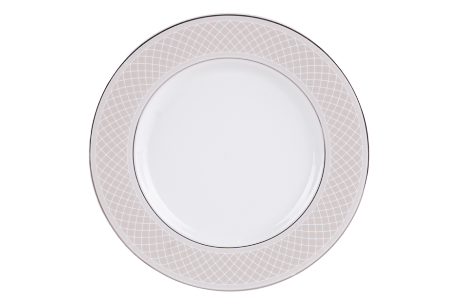SCANIA Serwis obiadowy polska porcelana 18 elementów biały / platynowy wzór dla 6 os. Platin - zdjęcie 5
