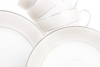 SCANIA Serwis herbaciany polska porcelana 15 elementów biały / platynowy wzór dla 6 os. Platin - zdjęcie 5