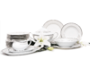 MARTHA PLATIN Serwis obiadowy polska porcelana 6 os. 24 elementy biały / platynowy wzór Platin - zdjęcie 1