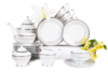 MARTHA PLATIN Serwis herbaciany polska porcelana 6 os. 15 elementów biały / platynowy wzór Platin - zdjęcie 1