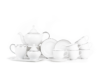 DIAMENT PLATIN Serwis herbaciany polska porcelana 6 os. 16 elementów Biały / platynowy wzór Platin - zdjęcie 1