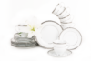 GEOS PLATIN Serwis herbaciany polska porcelana 12 elementów biały / platynowy wzór dla 6 os. Platin - zdjęcie 1