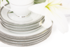 GEOS PLATIN Serwis herbaciany polska porcelana 12 elementów biały / platynowy wzór dla 6 os. Platin - zdjęcie 4